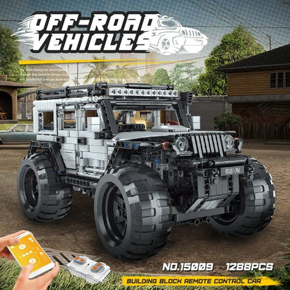 Mould King MOC Motorized Building Block Set: 15009 RC Jeep Wrangler Expedition SUV Car, Model K15009