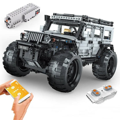 Mould King MOC Motorized Building Block Set: 15009 RC Jeep Wrangler Expedition SUV Car, Model K15009