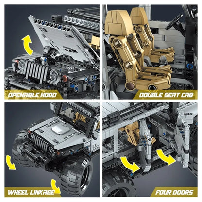 Mould King MOC Motorized Building Block Set: 15009 RC Jeep Wrangler Expedition SUV Car, Model K15009
