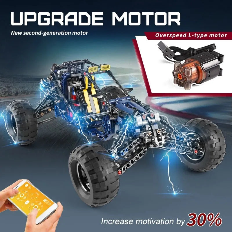 Mould King MOC Motorized Building Block Set: 18018 RC APP Lightning Buggy Truck, Model K18018