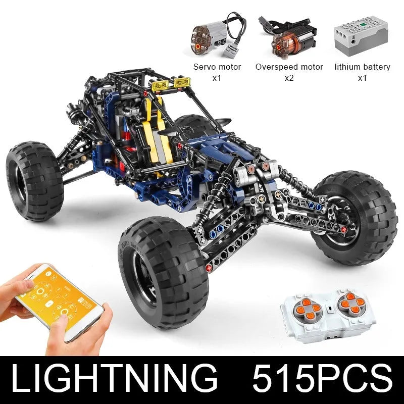 Mould King MOC Motorized Building Block Set: 18018 RC APP Lightning Buggy Truck, Model K18018