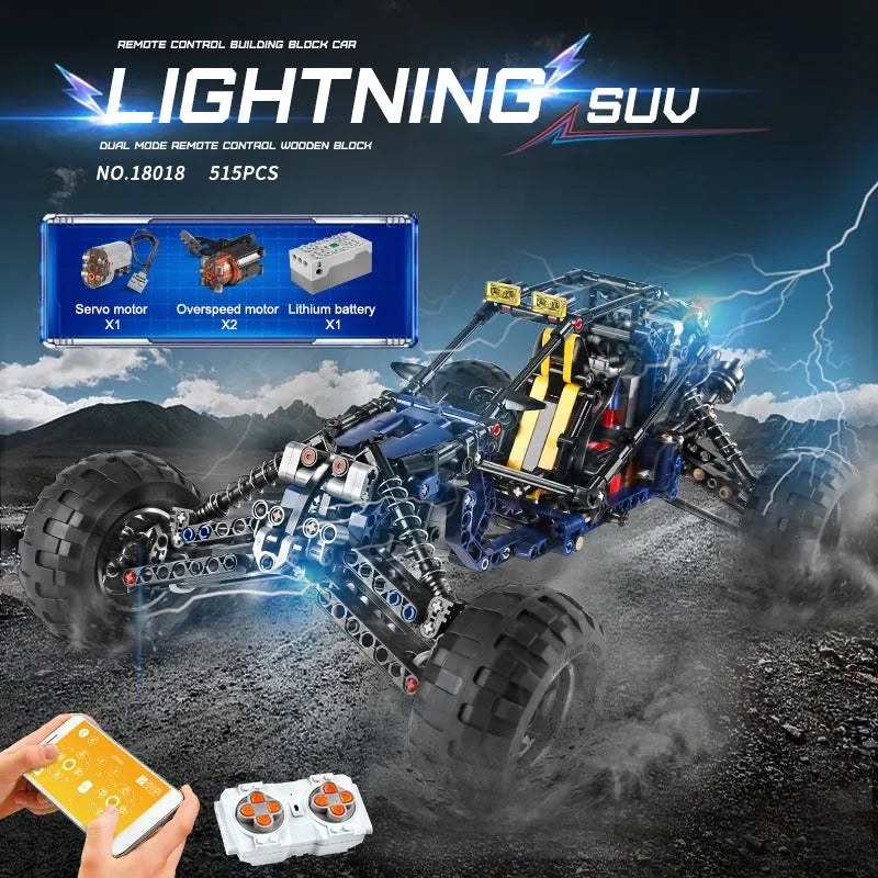 Mould King MOC Motorized Building Block Set: 18018 RC APP Lightning Buggy Truck, Model K18018