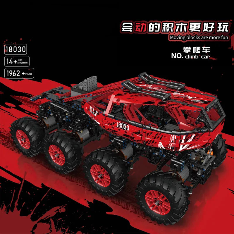 Mould King MOC Motorized Building Block Set: 18030 RC Heavy Firefox Climbing Truck, Model K18030