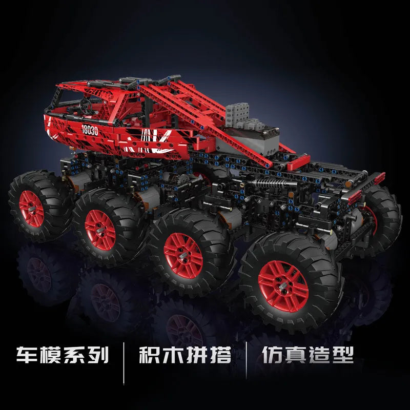 Mould King MOC Motorized Building Block Set: 18030 RC Heavy Firefox Climbing Truck, Model K18030