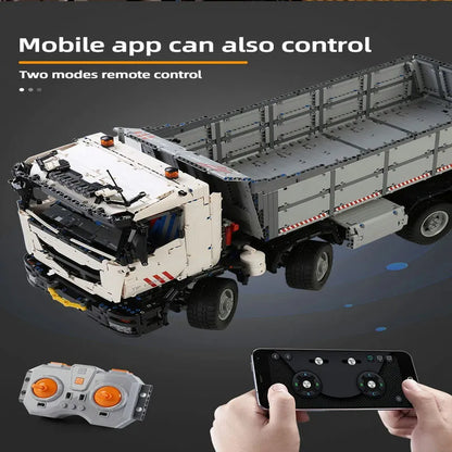 Mould King MOC Motorized Building Block Set: 19013 APP Heavy RC Pneumatic Dump Truck, Model K19013