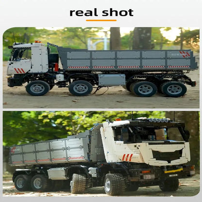 Mould King MOC Motorized Building Block Set: 19013 APP Heavy RC Pneumatic Dump Truck, Model K19013