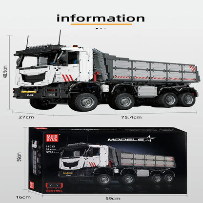 Mould King MOC Motorized Building Block Set: 19013 APP Heavy RC Pneumatic Dump Truck, Model K19013