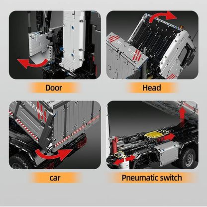 Mould King MOC Motorized Building Block Set: 19013 APP Heavy RC Pneumatic Dump Truck, Model K19013