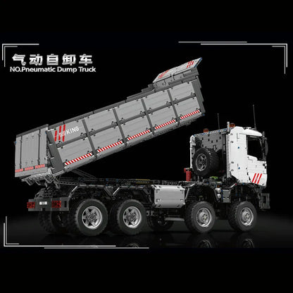 Mould King MOC Motorized Building Block Set: 19013 APP Heavy RC Pneumatic Dump Truck, Model K19013