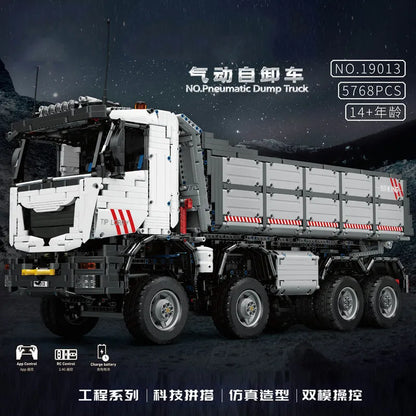 Mould King MOC Motorized Building Block Set: 19013 APP Heavy RC Pneumatic Dump Truck, Model K19013