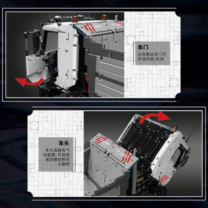 Mould King MOC Motorized Building Block Set: 19013 APP Heavy RC Pneumatic Dump Truck, Model K19013