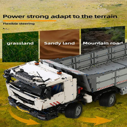 Mould King MOC Motorized Building Block Set: 19013 APP Heavy RC Pneumatic Dump Truck, Model K19013