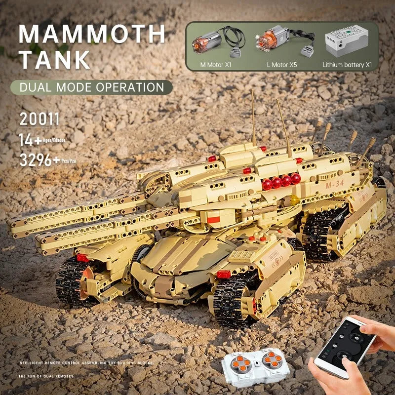 Mould King MOC Building Block Set: 20011 Motorized RC Heavy Mammoth Tank