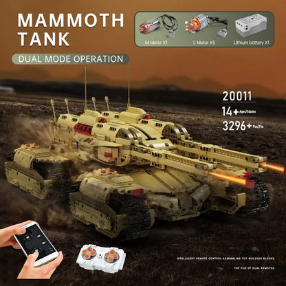 Mould King MOC Building Block Set: 20011 Motorized RC Heavy Mammoth Tank