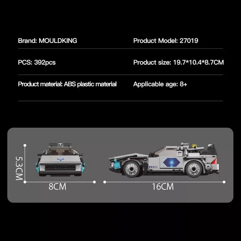 Mould King MOC Building Block Set: 27019 Mini Delorean-12 Time Car, Model K27019