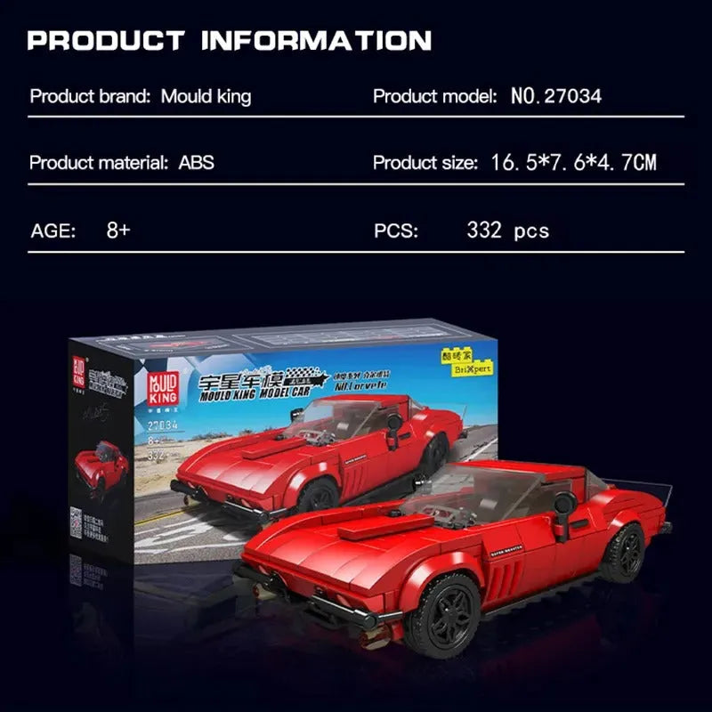 Mould King MOC Building Block Set: 27034 Mini Corvette Classic Racing Car, Model K27034