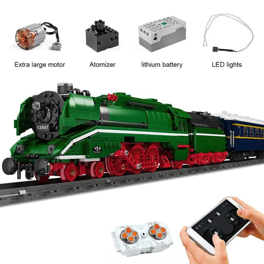 Mould King MOC Building Block Set: APP Motorized RC BR18 201 German Express Train, Model K12007