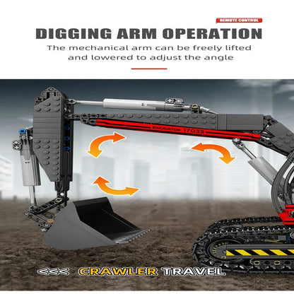 Mould King MOC Building Block Set: APP Motorized RC Excavator loader Bulldozer Truck, Model K17036