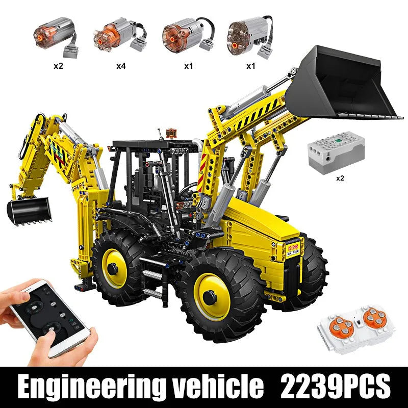 Mould King MOC Building Block Set: APP Motorized RC Excavator loader Bulldozer Truck, Model K17036