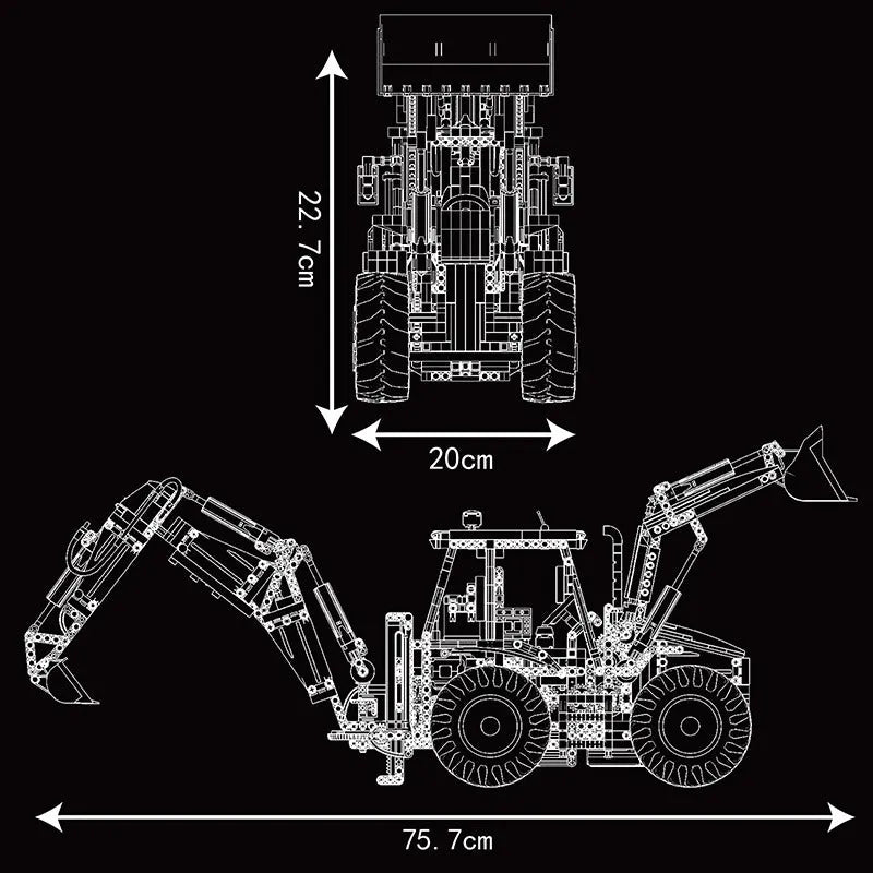 Mould King MOC Building Block Set: APP Motorized RC Excavator loader Bulldozer Truck, Model K17036
