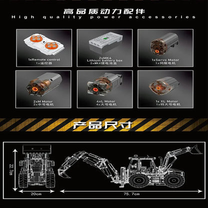 Mould King MOC Building Block Set: APP Motorized RC Excavator loader Bulldozer Truck, Model K17036