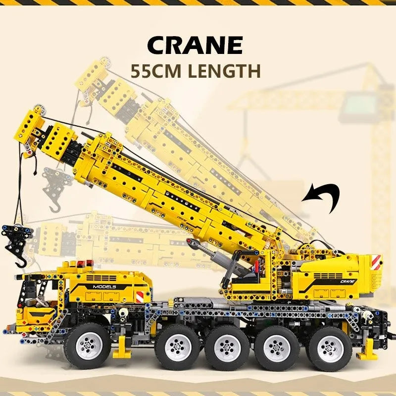 Mould King MOC Building Block Set: APP Motorized RC Heavy Mobile Lift Crane Truck, Model K13107