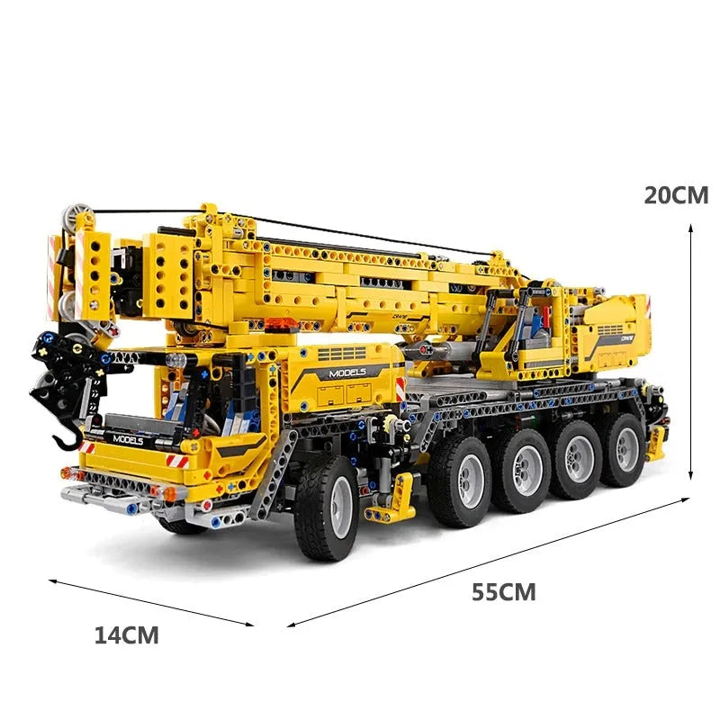 Mould King MOC Building Block Set: APP Motorized RC Heavy Mobile Lift Crane Truck, Model K13107
