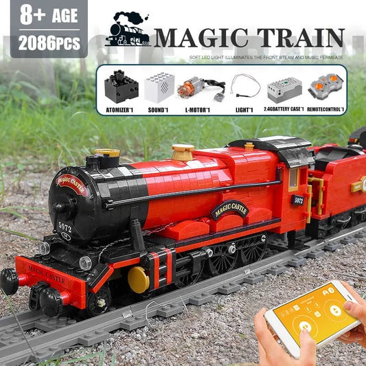 Mould King MOC Building Block Set: APP Motorized RC Magic Castle Train 12010, Model K12010