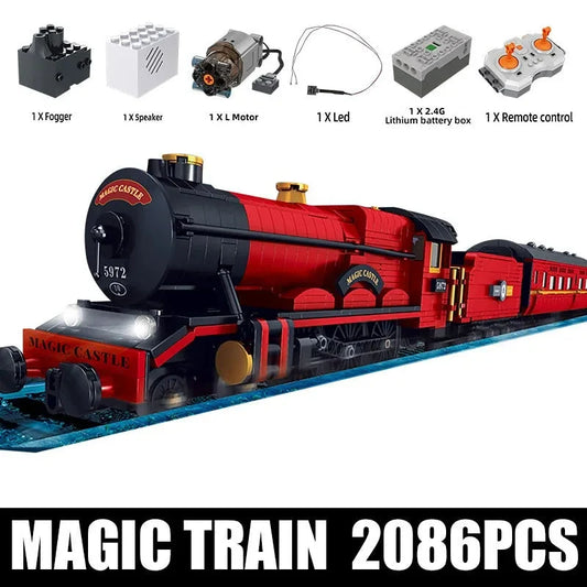 Mould King Motorized Building Block Set: RC Magic World Castle Harry Potter Train