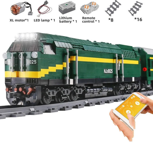 Mould King MOC Building Block Set: APP Motorized RC NJ2 Diesel Locomotive Train, Model K12001