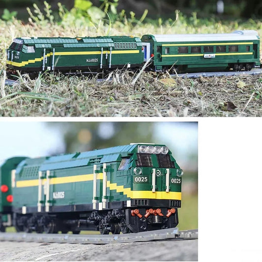 Mould King MOC Building Block Set: APP Motorized RC NJ2 Diesel Locomotive Train, Model K12001