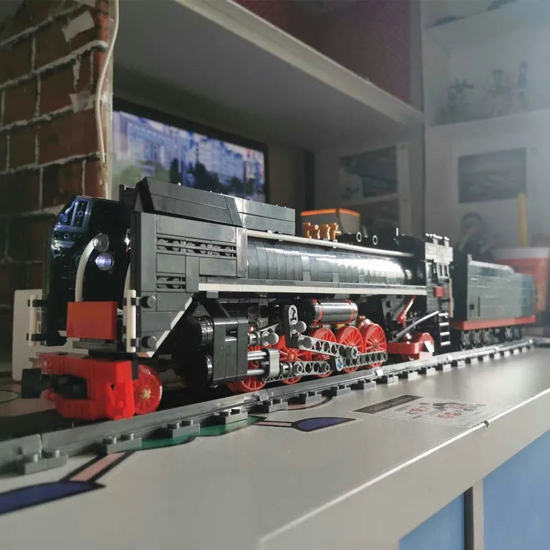 Mould King MOC Building Block Set: APP Motorized RC QJ Steam Locomotive Train, Model K12003