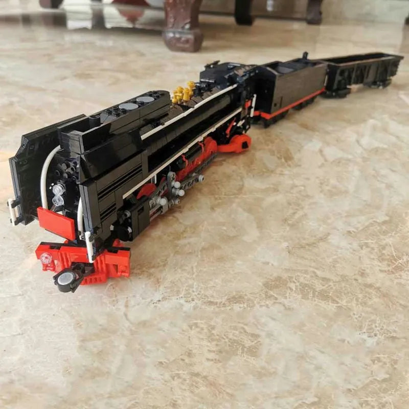 Mould King MOC Building Block Set: APP Motorized RC QJ Steam Locomotive Train, Model K12003