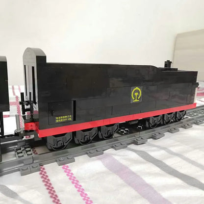 Mould King MOC Building Block Set: APP Motorized RC QJ Steam Locomotive Train, Model K12003