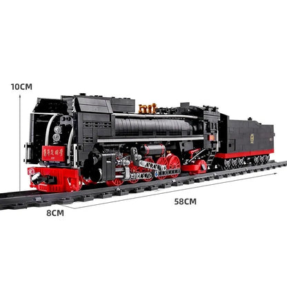 Mould King MOC Building Block Set: APP Motorized RC QJ Steam Locomotive Train, Model K12003