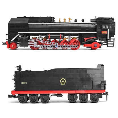 Mould King MOC Building Block Set: APP Motorized RC QJ Steam Locomotive Train, Model K12003