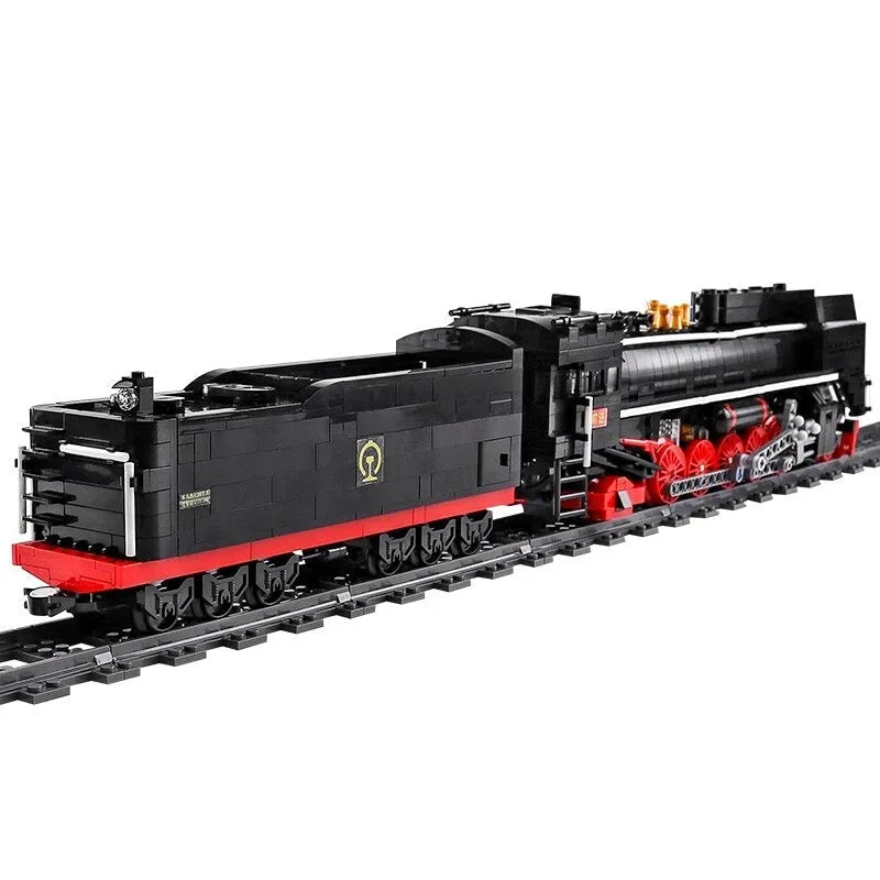 Mould King MOC Building Block Set: APP Motorized RC QJ Steam Locomotive Train, Model K12003