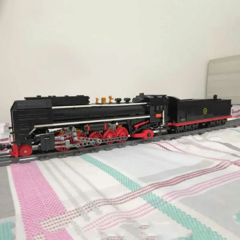 Mould King MOC Building Block Set: APP Motorized RC QJ Steam Locomotive Train, Model K12003