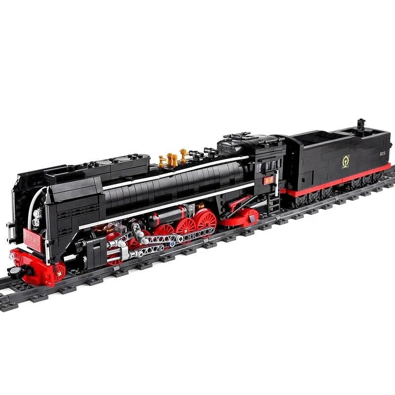 Mould King MOC Building Block Set: APP Motorized RC QJ Steam Locomotive Train, Model K12003