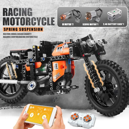 Mould King MOC Building Block Set: APP Motorized RC Racing Motorcycle 23005, Model K23005
