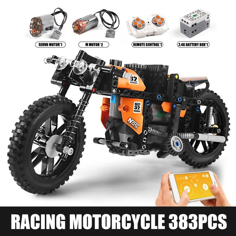 Mould King MOC Building Block Set: APP Motorized RC Racing Motorcycle 23005, Model K23005