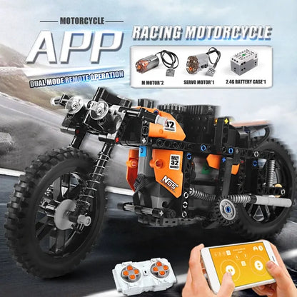 Mould King MOC Building Block Set: APP Motorized RC Racing Motorcycle 23005, Model K23005