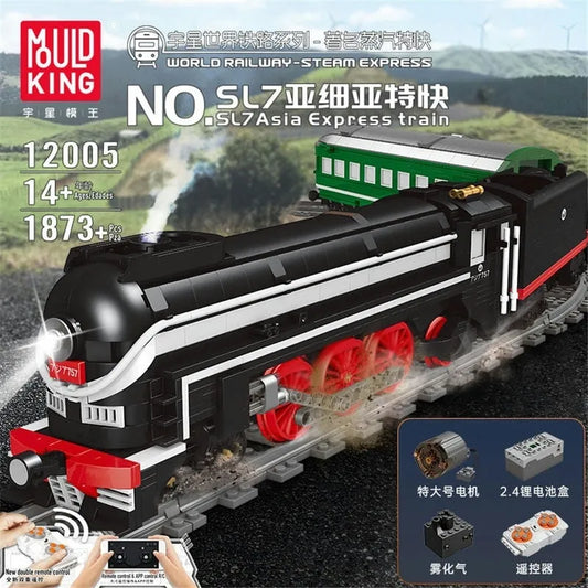 Mould King MOC Building Block Set: APP Motorized RC SL7 Asia Express Train 12005, Model K12005