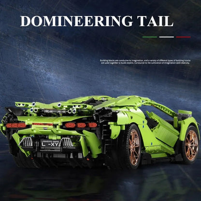 Mould King MOC Motorized Building Block Set: APP RC Lamborghini Hyper Racing Car 13057, Model 13057PF