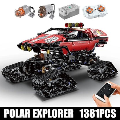 Mould King MOC Motorized Building Block Set: APP RC Polar Explorer Tracked Vehicle, Model 18010