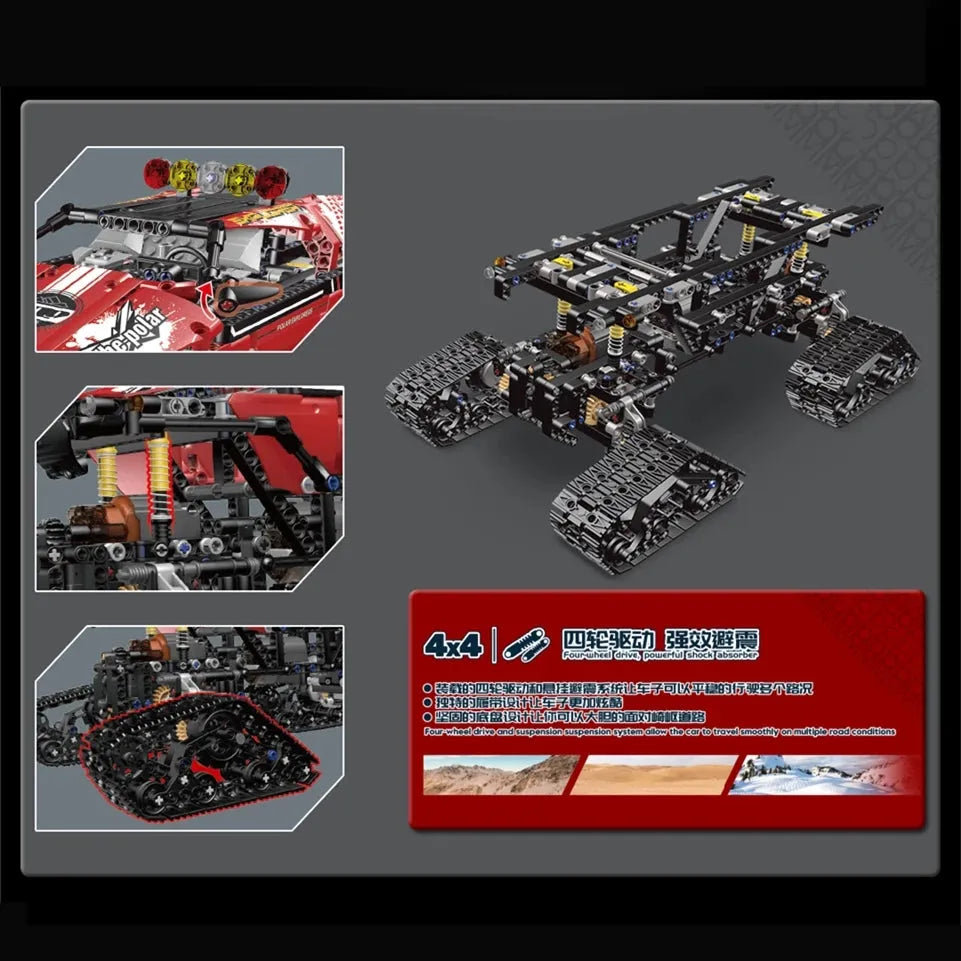 Mould King MOC Motorized Building Block Set: APP RC Polar Explorer Tracked Vehicle, Model 18010
