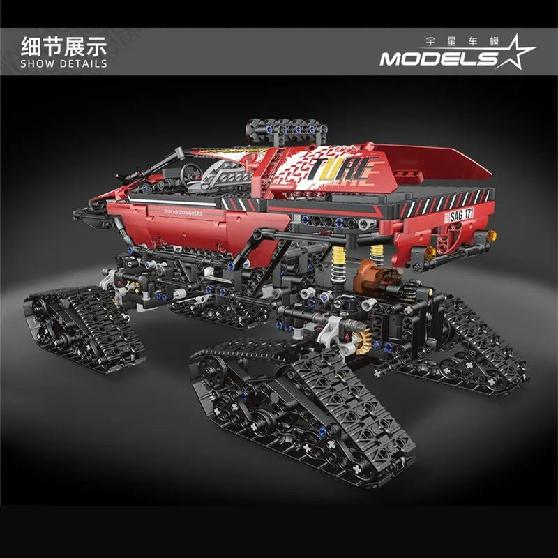Mould King MOC Motorized Building Block Set: APP RC Polar Explorer Tracked Vehicle, Model 18010