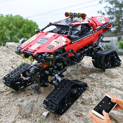 Mould King MOC Motorized Building Block Set: APP RC Polar Explorer Tracked Vehicle, Model 18010