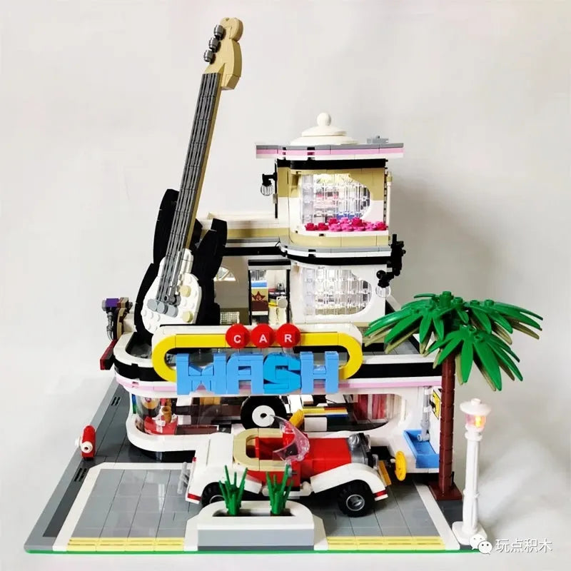 Mould King MOC Building Block Set: Guitar Car Wash Shop, Model K16002