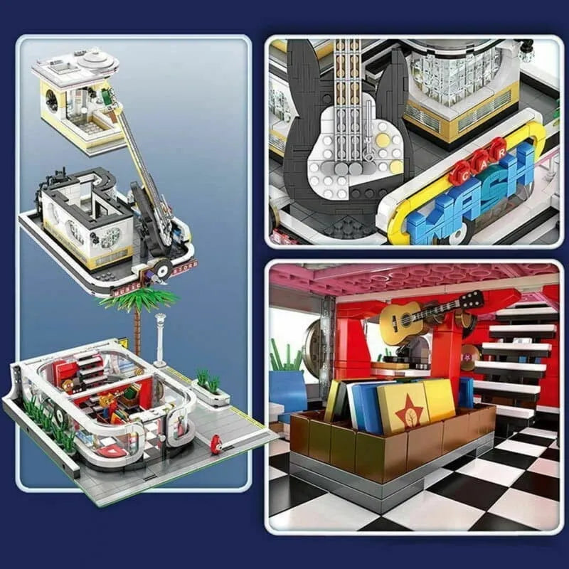 Mould King MOC Building Block Set: Guitar Car Wash Shop, Model K16002